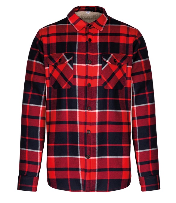 Sherpa-lined checked shirt jacket