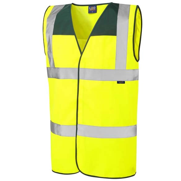 LEO WORKWEAR BRADWORTHY ISO 20471 Cl 2 Coloured Yoke Waistcoat