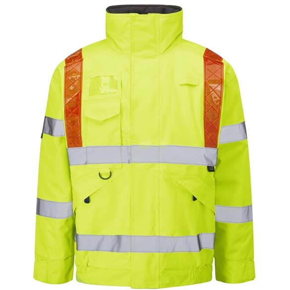 LEO WORKWEAR PORTMORE ISO 20471 Cl 3 Orange Brace Superior Bomber Jacket