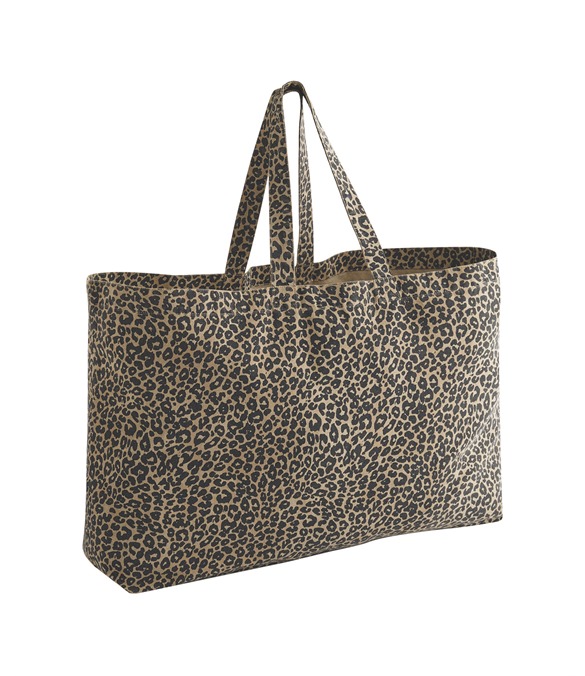 Leopard print canvas oversized tote bag