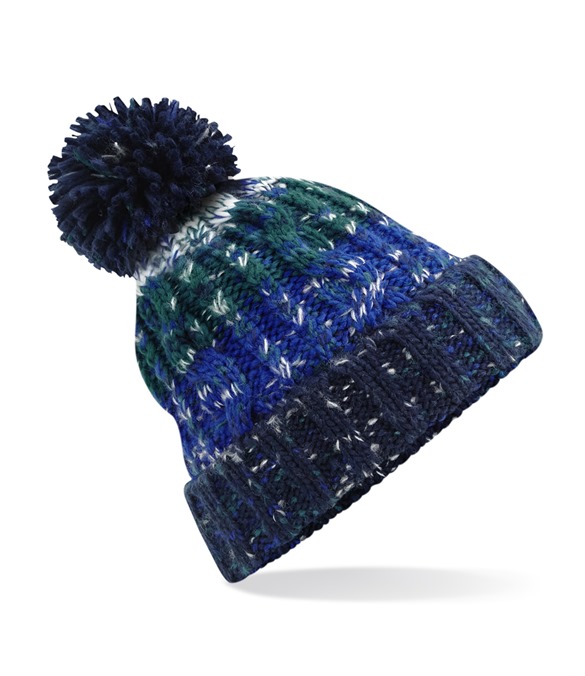 Corkscrew pom pom beanie