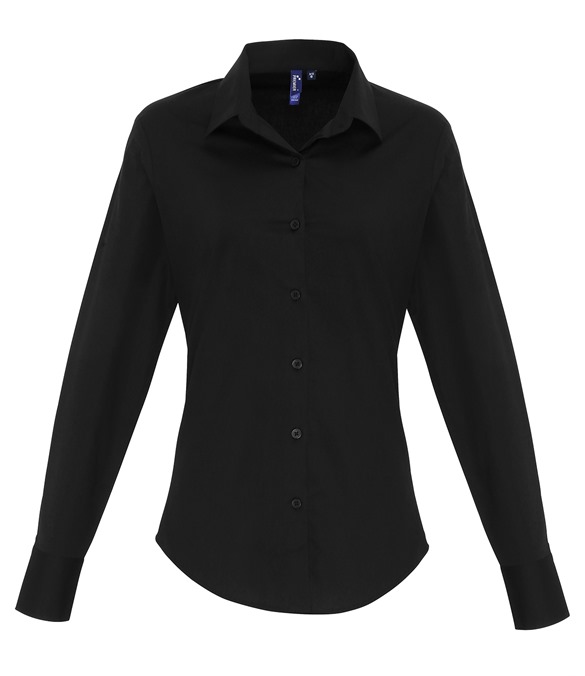 Women&#39;s stretch fit cotton poplin long sleeve blouse