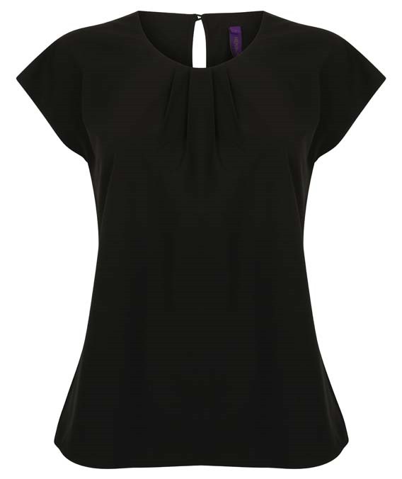 Women&#39;s pleat front short sleeve blouse