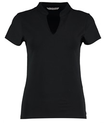 Women's corporate short-sleeved top v-neck mandarin collar (regular fit)