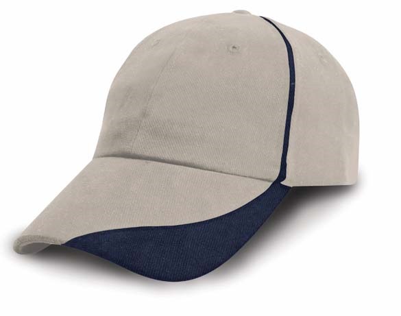 Heavy brushed cotton cap with scallop peak and contrast trim